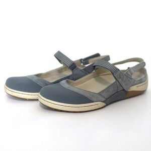 Dansko Elise Mary Jane Flats Blue Mesh Suede Slingback Walking Shoes Womens